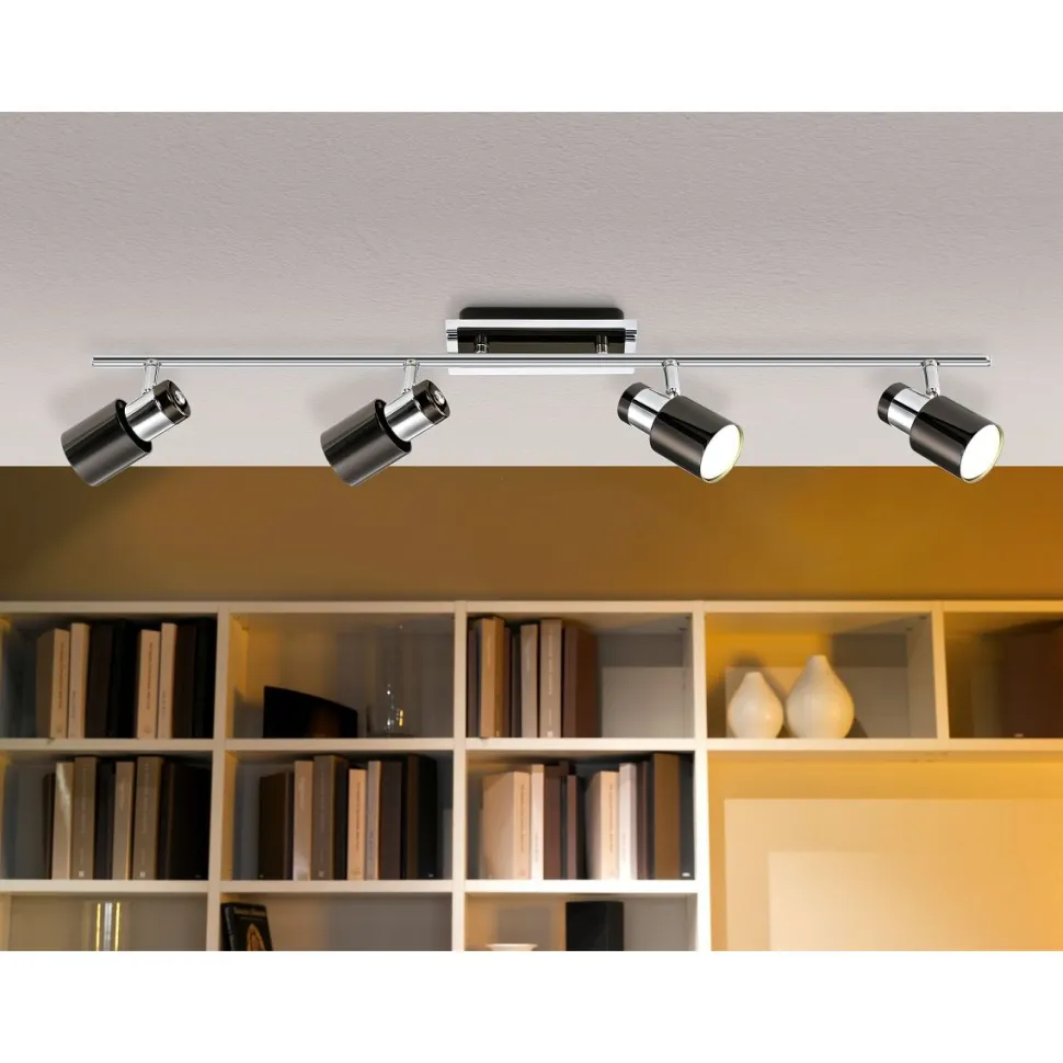 LED-kattovalaisin Davida 1 780x70 mm 4-osainen musta/nikkeli