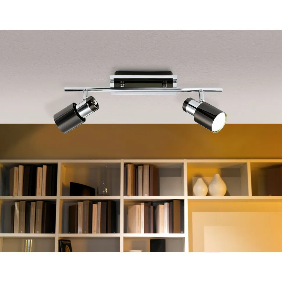 LED-kattovalaisin Davida 1 390x70 mm 2-osainen musta/nikkeli