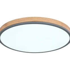 LED-kattovalaisin Globo Doro 45cm, 24W, 2700-6500K, himmennettävä, harmaa/puu