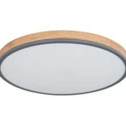 LED-kattovalaisin Globo Doro 45cm, 24W, 2700-6500K, himmennettävä, harmaa/puu