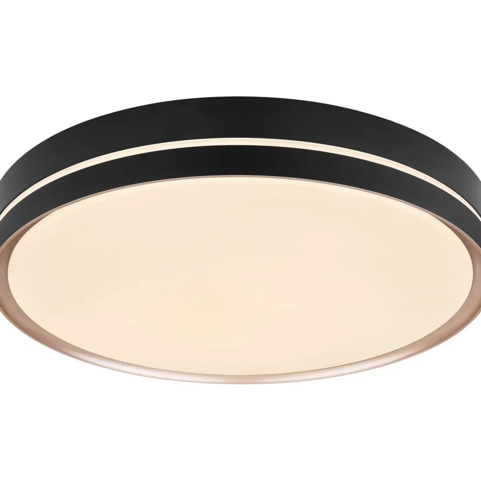 LED-kattovalaisin Globo Manni Ø38.5cm, 2700-6000K, himmennettävä, musta/pronssi