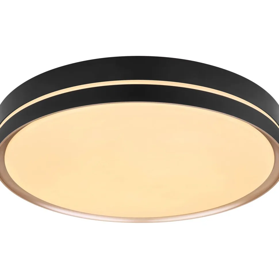 LED-kattovalaisin Globo Manni Ø38.5cm, 2700-6000K, himmennettävä, musta/pronssi