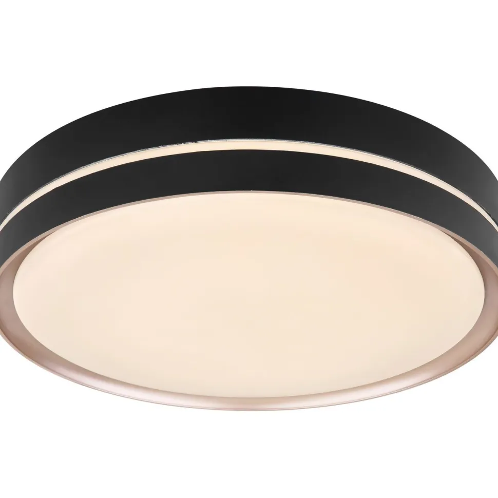 LED-kattovalaisin Globo Manni Ø38.5cm, 2700-6000K, himmennettävä, musta/pronssi