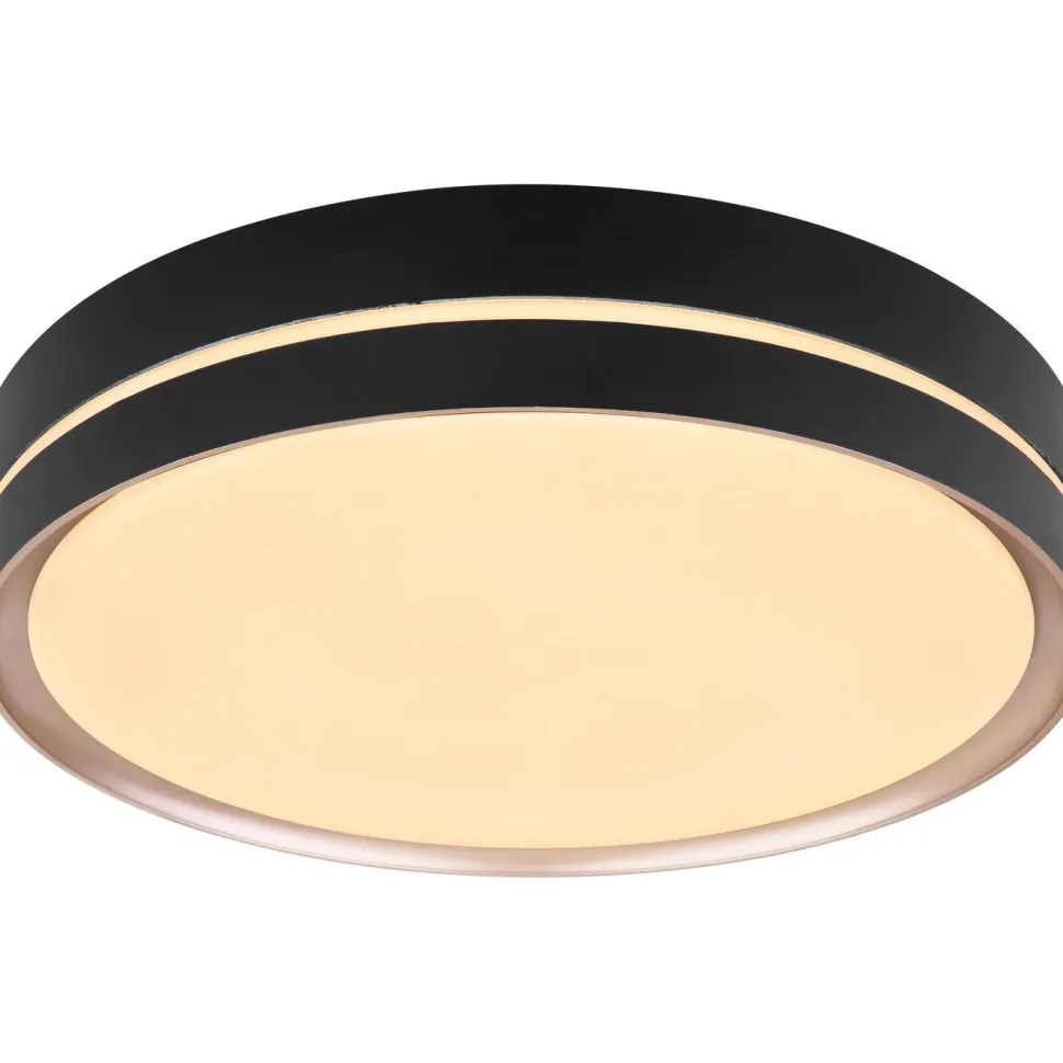 LED-kattovalaisin Globo Manni Ø38.5cm, 2700-6000K, himmennettävä, musta/pronssi