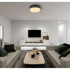 LED-kattovalaisin Globo Manni Ø38.5cm, 2700-6000K, himmennettävä, musta/pronssi