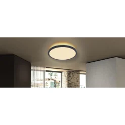 LED-kattovalaisin Globo Sapana IP44 Ø29,4 cm musta