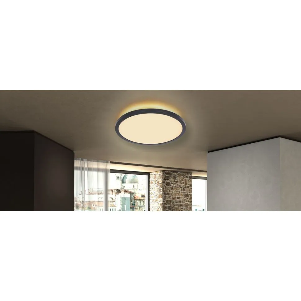 LED-kattovalaisin Globo Sapana IP44 Ø29,4 cm musta