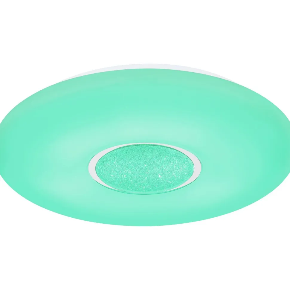 LED-kattovalaisin Globo Sully Ø41cm, 24W, 3000-6500K, sateenkaariefekti, valkoinen