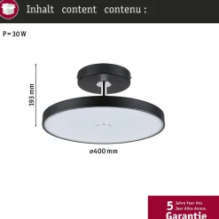 LED-kattovalaisin Hildor, 2700K, himmennettävä, mattamusta/kromi