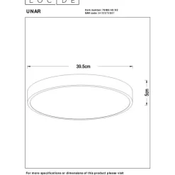 LED-kattovalaisin Lucide Unar Ø20cm, himmennettävä, 2700K, mattakulta
