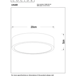 LED-kattovalaisin Lucide Unar Ø20cm, himmennettävä, 2700K, mattakulta