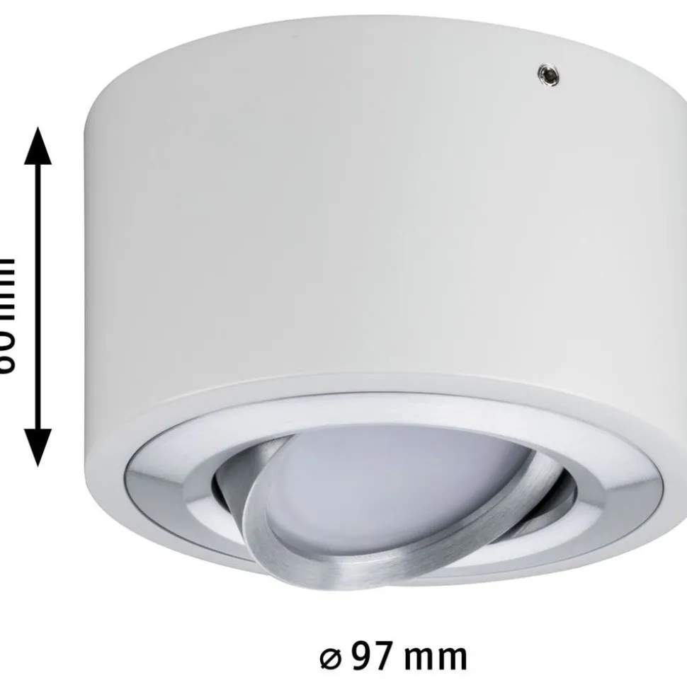 LED-kattovalaisin Paulmann Argun, 3000K, himmennettävä, valkoinen/harjattu alumiini