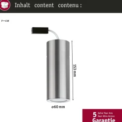 LED-kattovalaisin Paulmann Barrel, 2700K, 470lm, 6W, himmennettävä, harjattu rauta