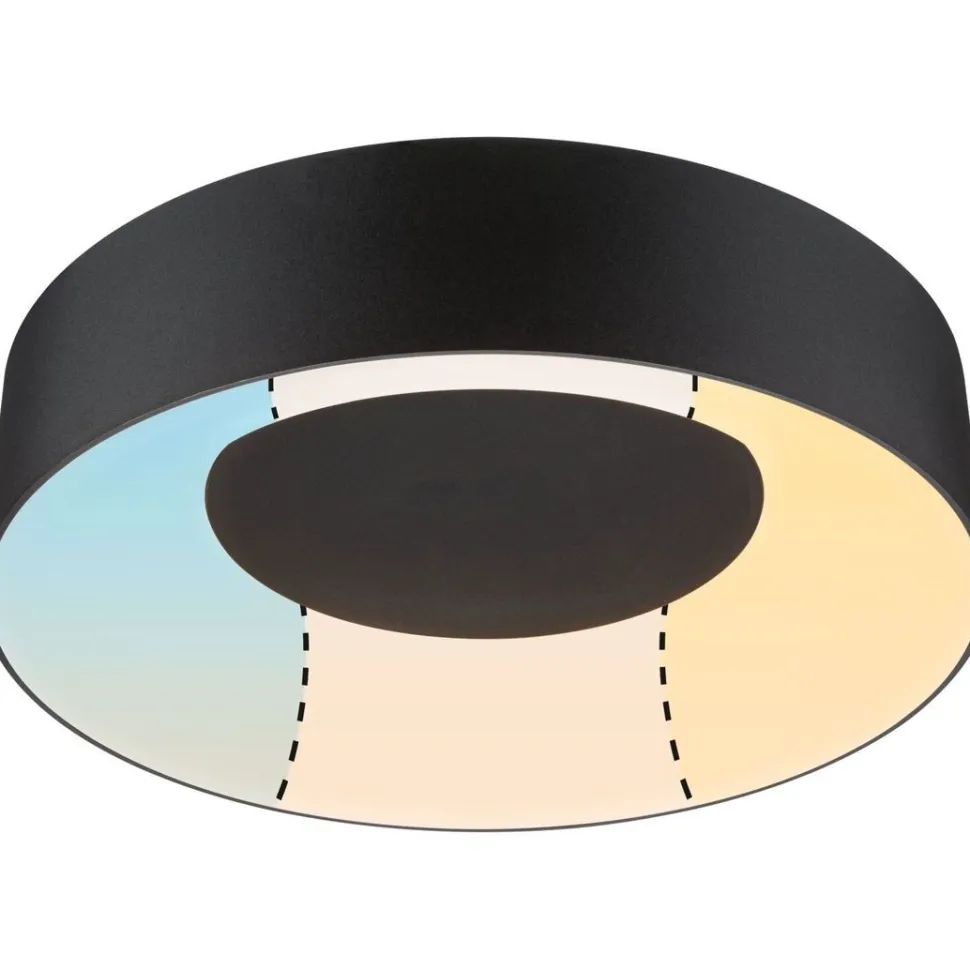 LED-kattovalaisin Paulmann Casca, IP44, 1500lm, 16W, säädettävä värilämpötila, mattamusta