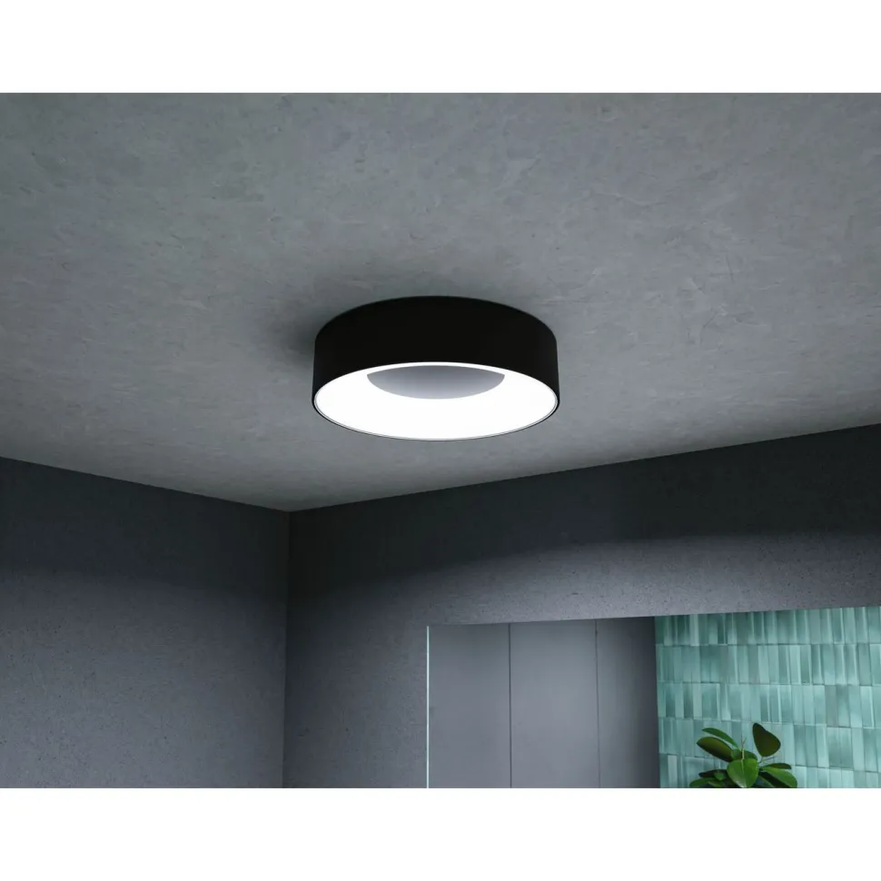 LED-kattovalaisin Paulmann Casca, IP44, 1500lm, 16W, säädettävä värilämpötila, mattamusta