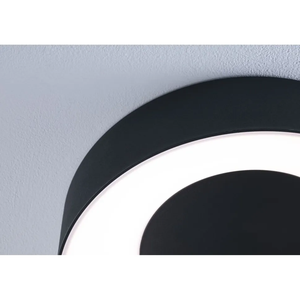 LED-kattovalaisin Paulmann Casca, IP44, 1500lm, 16W, säädettävä värilämpötila, mattamusta