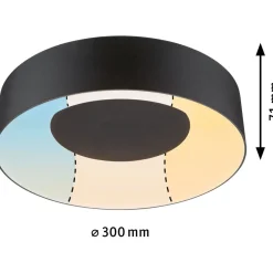 LED-kattovalaisin Paulmann Casca, IP44, 1500lm, 16W, säädettävä värilämpötila, mattamusta