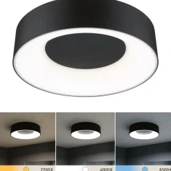 LED-kattovalaisin Paulmann Casca, IP44, 1500lm, 16W, säädettävä värilämpötila, mattamusta