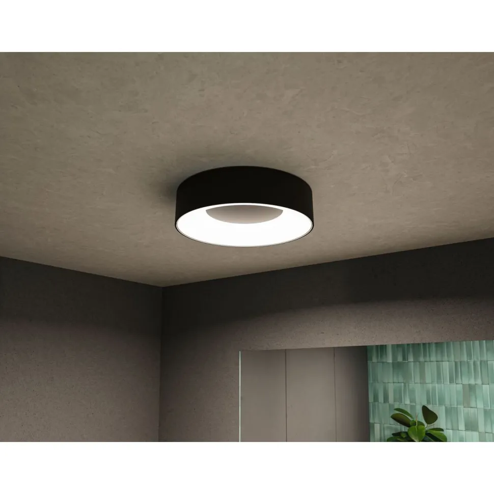 LED-kattovalaisin Paulmann Casca, IP44, 1500lm, 16W, säädettävä värilämpötila, mattamusta