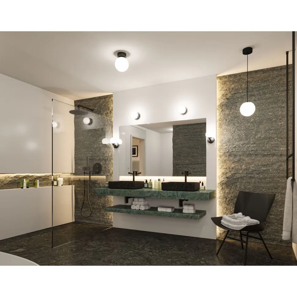 LED-kattovalaisin Paulmann Gove, 17cm, IP44, 3000K, mattamusta