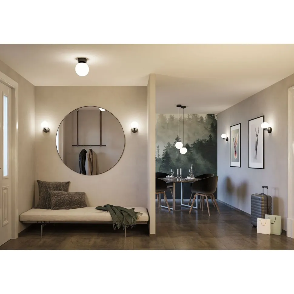 LED-kattovalaisin Paulmann Gove, 17cm, IP44, 3000K, mattamusta