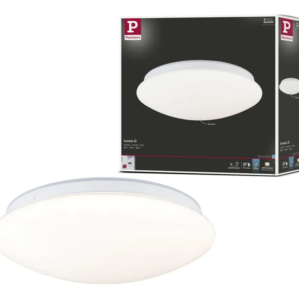 LED-kattovalaisin Paulmann Leonis II, Ø28cm, IP44, 3000-5700K, 1750lm, 230V, 16.5W, hämäräohjattu liiketunnistin (HF), himmennettävä, valkoinen