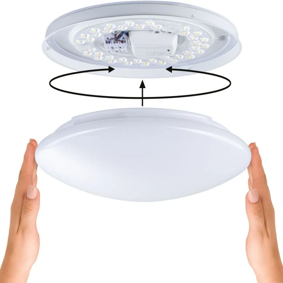 LED-kattovalaisin Paulmann Leonis II, Ø28cm, IP44, 3000-5700K, 1750lm, 230V, 16.5W, hämäräohjattu liiketunnistin (HF), himmennettävä, valkoinen