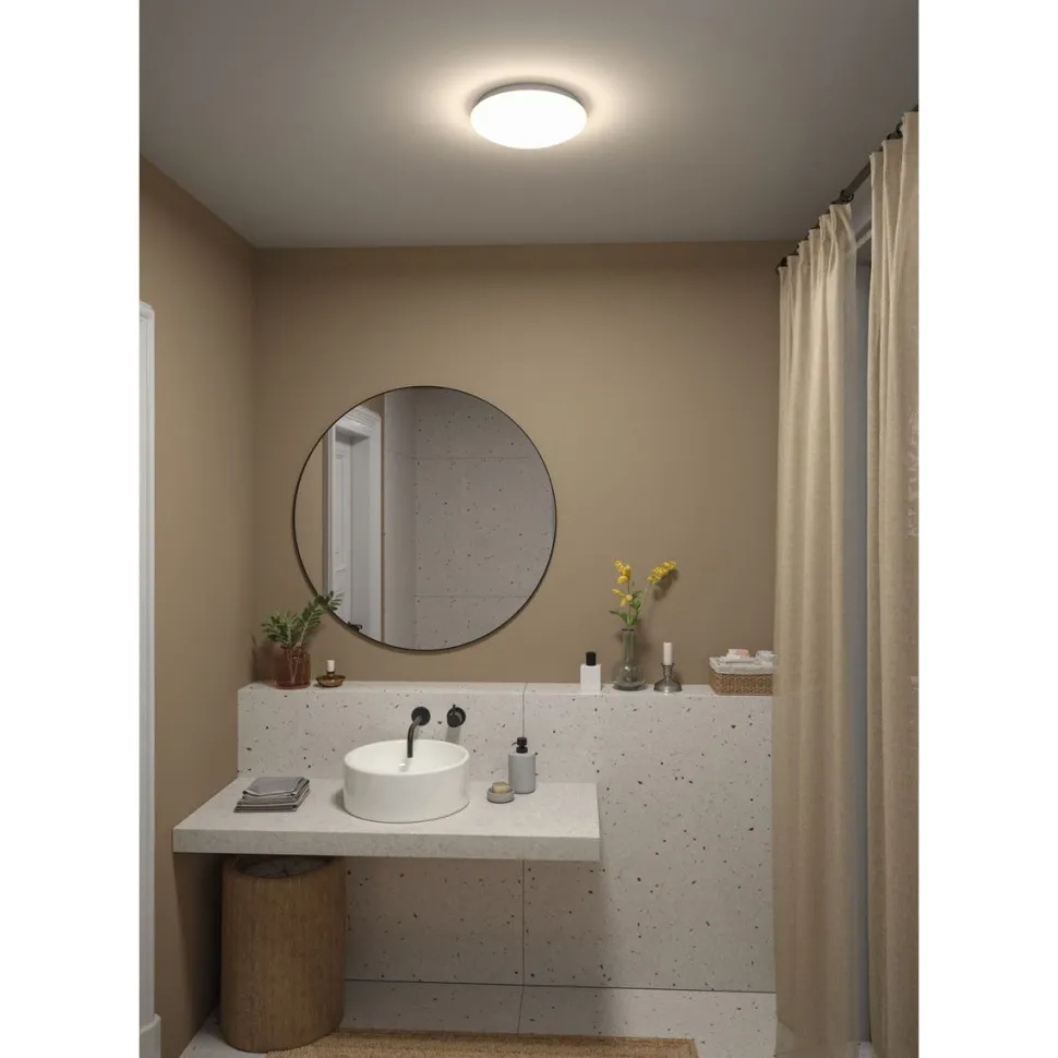 LED-kattovalaisin Paulmann Leonis II, Ø28cm, IP44, 3000-5700K, 1750lm, 230V, 16.5W, hämäräohjattu liiketunnistin (HF), himmennettävä, valkoinen