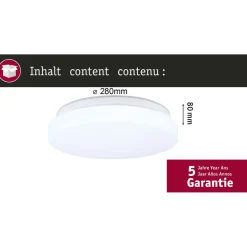 LED-kattovalaisin Paulmann Luiana, Ø28cm, IP44, 3000-5700K, 1750lm, 230V, 16.5W, himmennettävä, valkoinen