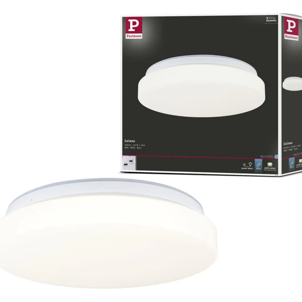 LED-kattovalaisin Paulmann Luiana, Ø28cm, IP44, 3000-5700K, 1750lm, 230V, 16.5W, himmennettävä, valkoinen
