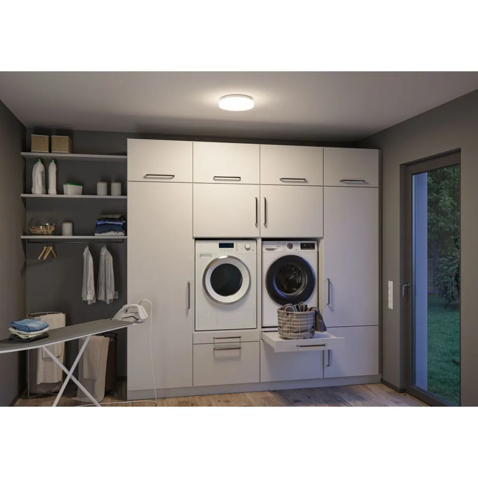 LED-kattovalaisin Paulmann Luiana, Ø28cm, IP44, 3000-5700K, 1750lm, 230V, 16.5W, hämäräohjattu liiketunnistin (HF), himmennettävä, valkoinen