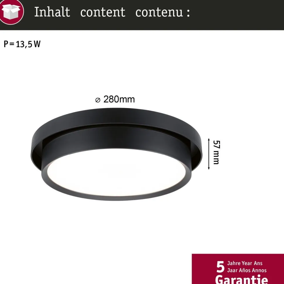 LED-kattovalaisin Paulmann Malik, 2700K, himmennettävä, mattamusta