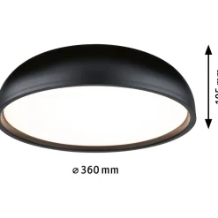 LED-kattovalaisin Paulmann Oka, IP44, 950lm, 24W, säädettävä värilämpötila, mattamusta