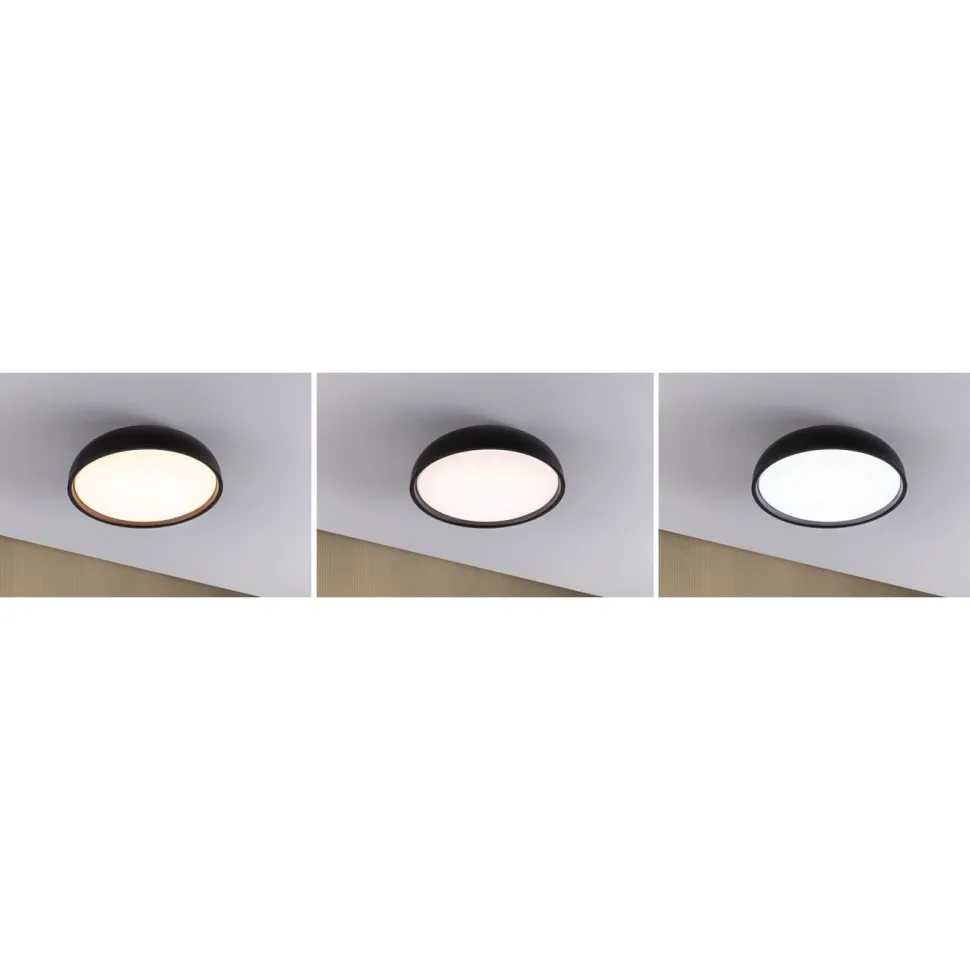 LED-kattovalaisin Paulmann Oka, IP44, 950lm, 24W, säädettävä värilämpötila, mattamusta