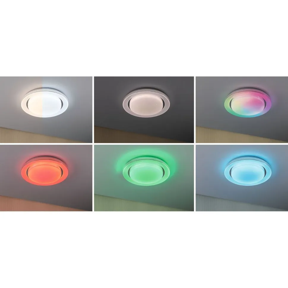 LED-kattovalaisin Paulmann Rainbow, RGBW+, 1600lm, 22W, himmennettävä, kromi/valkoinen
