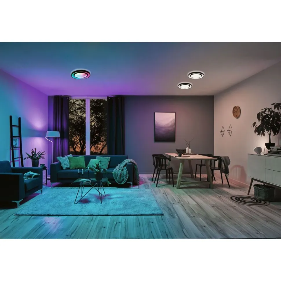 LED-kattovalaisin Paulmann Rainbow, RGBW+, 750lm, 22W, himmennettävä, musta/valkoinen