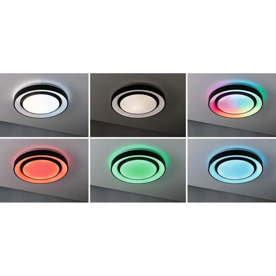 LED-kattovalaisin Paulmann Rainbow, RGBW+, 1500lm, 38.5W, himmennettävä, musta/valkoinen
