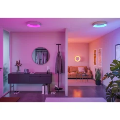 LED-kattovalaisin Paulmann Smart Home Zigbee 3.0 Casca, Ø40cm, IP44, RGBW+, 1750lm, 230V, 20W, himmennettävä, mattamusta