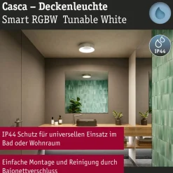 LED-kattovalaisin Paulmann Smart Home Zigbee 3.0 Casca, Ø40cm, IP44, RGBW+, 1750lm, 230V, 20W, himmennettävä, mattamusta