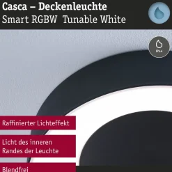 LED-kattovalaisin Paulmann Smart Home Zigbee 3.0 Casca, Ø40cm, IP44, RGBW+, 1750lm, 230V, 20W, himmennettävä, mattamusta