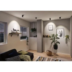 LED-kattovalaisin Paulmann Spircle, Ø78mm, 8W, 550lm, 3000K, mattamusta