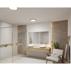 LED-kattovalaisin Paulmann Tega, IP44, 1200lm, 22.5W, säädettävä värilämpötila, vaalea puu
