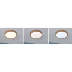 LED-kattovalaisin Paulmann Tega, IP44, 1200lm, 22.5W, säädettävä värilämpötila, vaalea puu