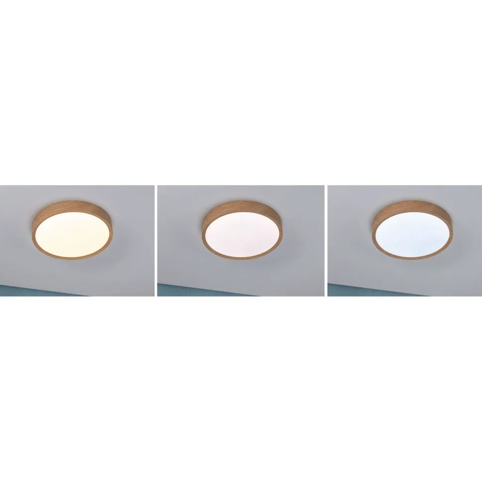 LED-kattovalaisin Paulmann Tega, IP44, 1200lm, 22.5W, säädettävä värilämpötila, vaalea puu