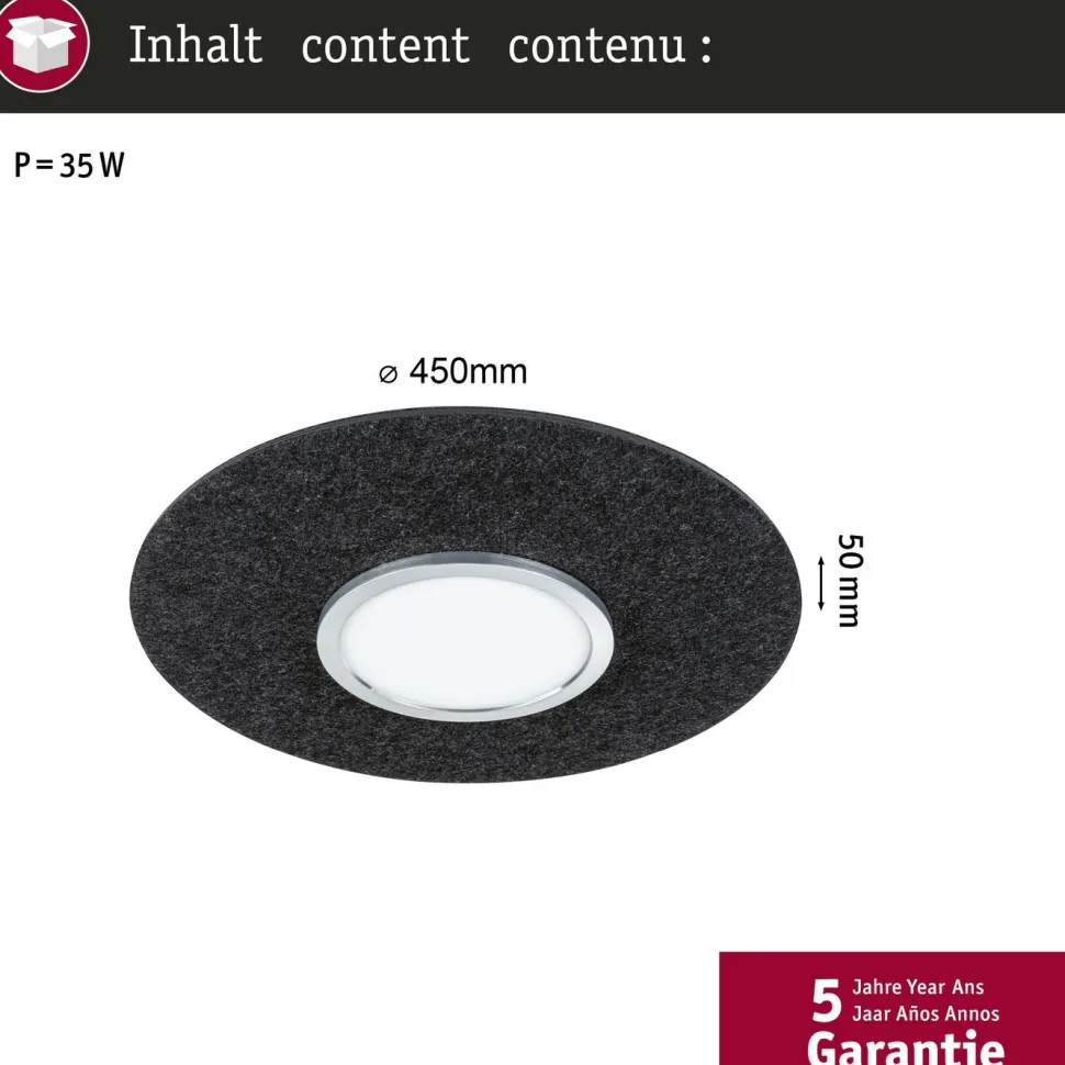 LED-kattovalaisin Paulmann Tulga Ø45cm Smart Home Zigbee 3.0 2000lm/850lm 19/9W himmennettävä antrasiitti