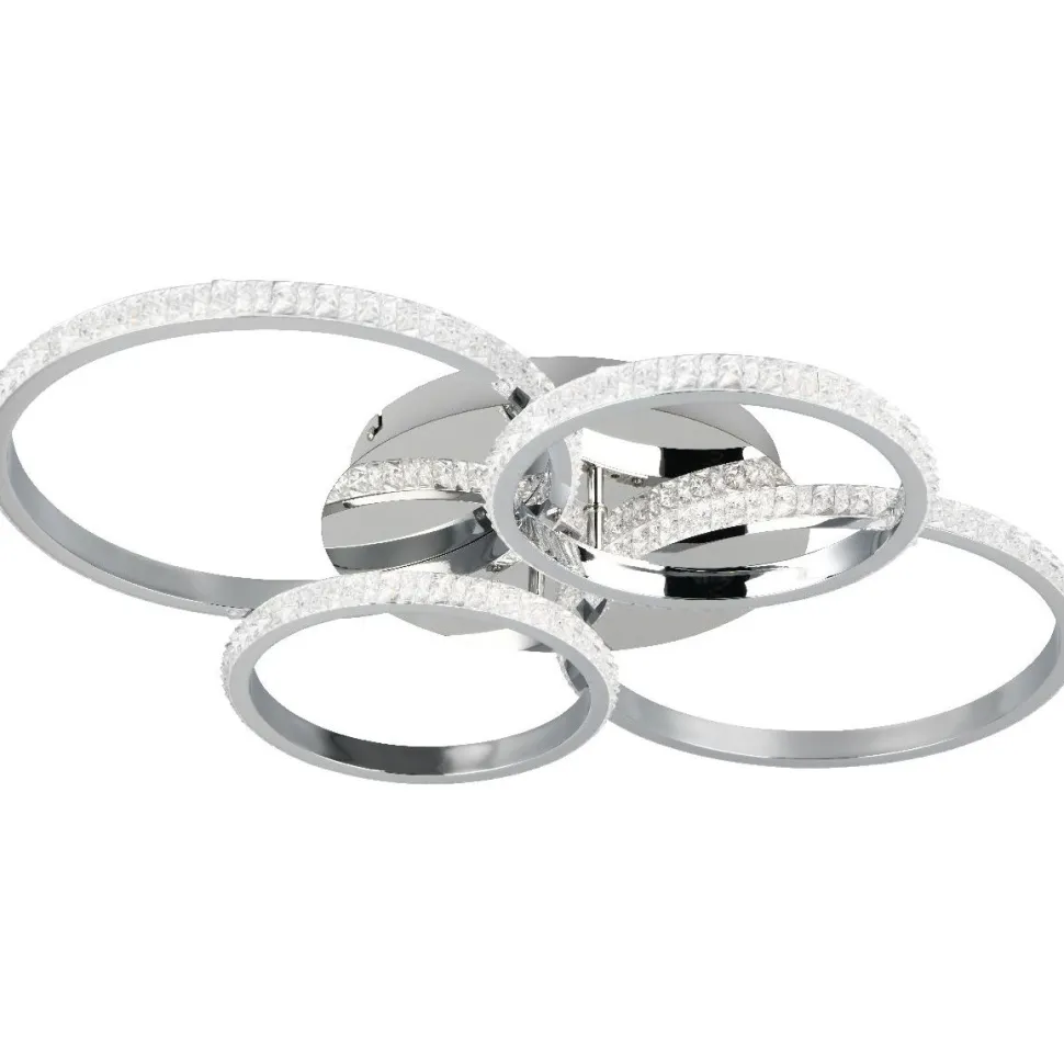 LED-kattovalaisin Trio Cires, kromi/kristalliefekti, 4000K