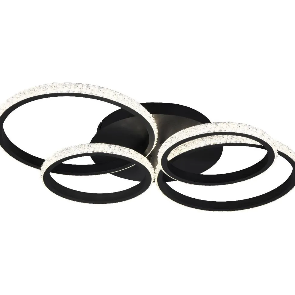 LED-kattovalaisin Trio Cires, mattamusta/kristalliefekti, 4000K
