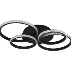 LED-kattovalaisin Trio Cires, mattamusta/kristalliefekti, 4000K