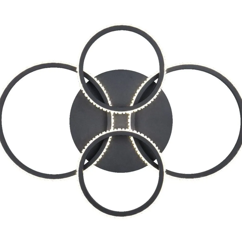 LED-kattovalaisin Trio Cires, mattamusta/kristalliefekti, 4000K