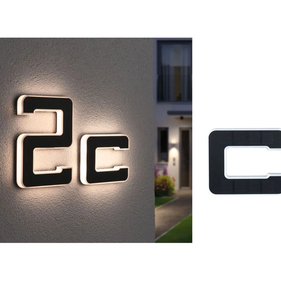 LED-kirjainvalaisin aurinkokennolla Paulmann Letter B, IP44, 3000K, musta
